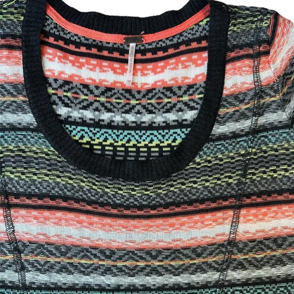 striped knit sweater mini dress fair isle pattern poof size M - Picture 2 of 7